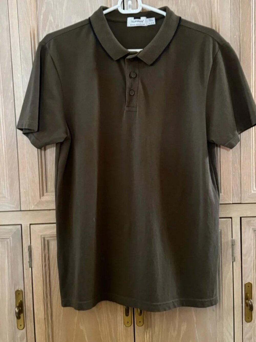 Topman Men’s M Khaki Green Short Sleeve Polo Shirt 38–40 Chest